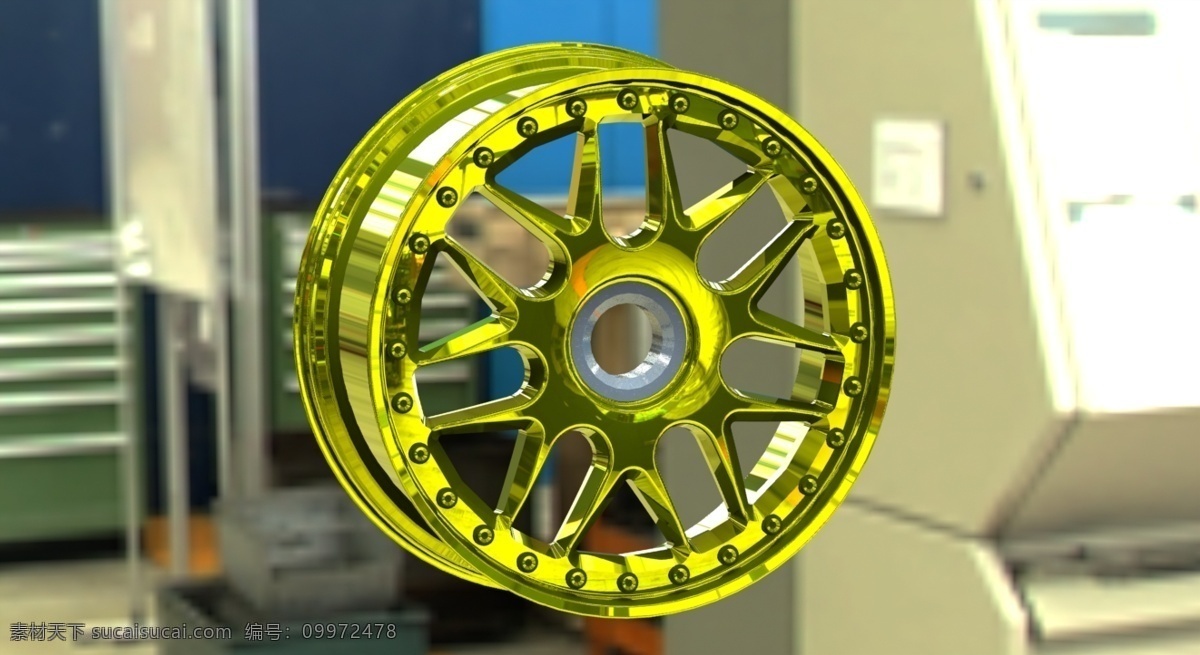 gt赛车轮辋 汽车 零部件 只是为了好玩 sldprt 黄色