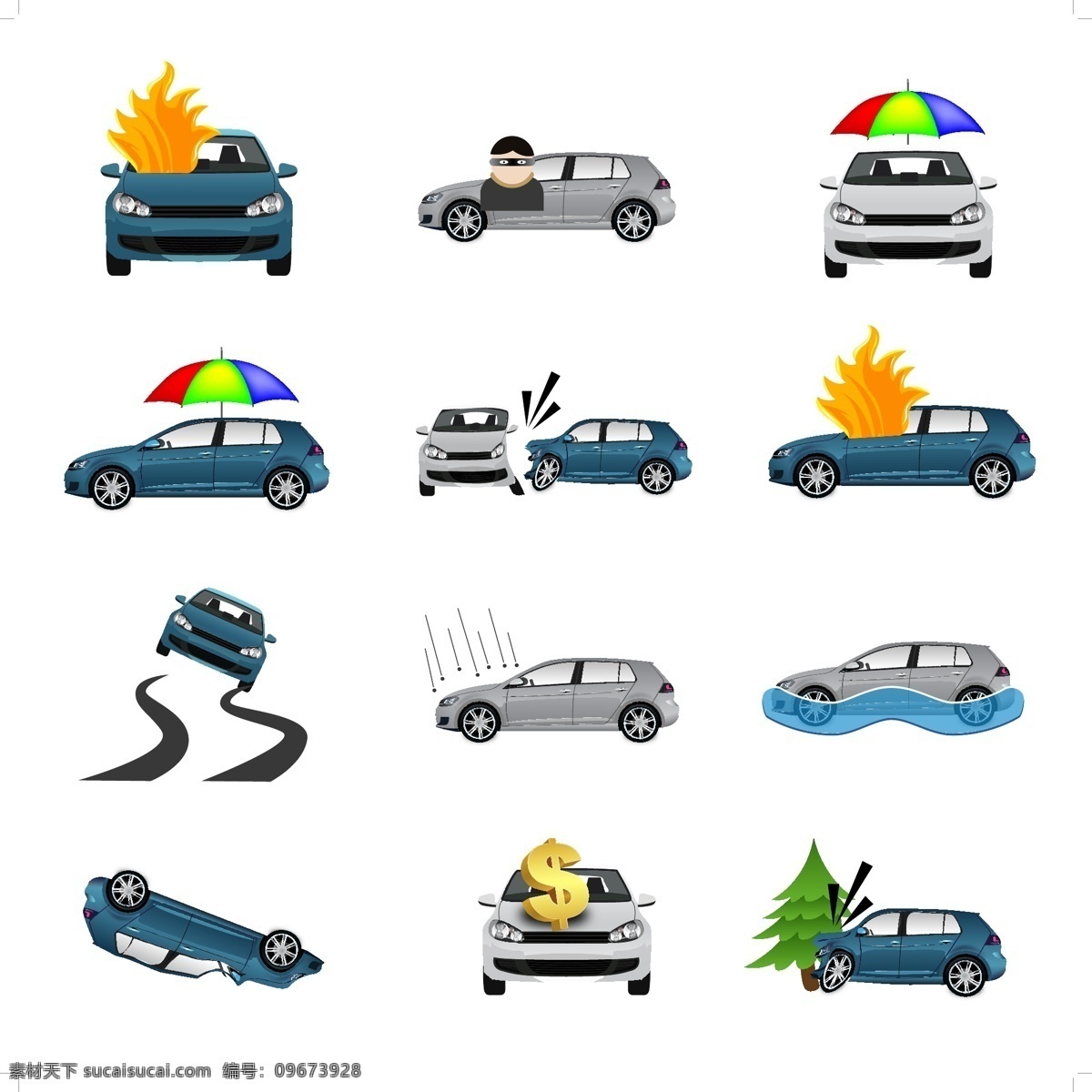 創(chuàng)意 汽車保險(xiǎn) 圖標(biāo) 矢量 保險(xiǎn) 卡通 汽車 矢量設(shè)計(jì) 情況 矢量圖 其他矢量圖