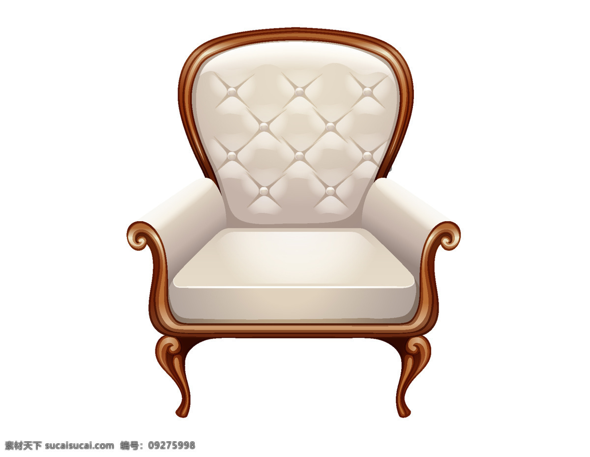 卡通 豪华 白色 沙发 矢量 元素 单人 矢量元素 透明元素 免抠元素