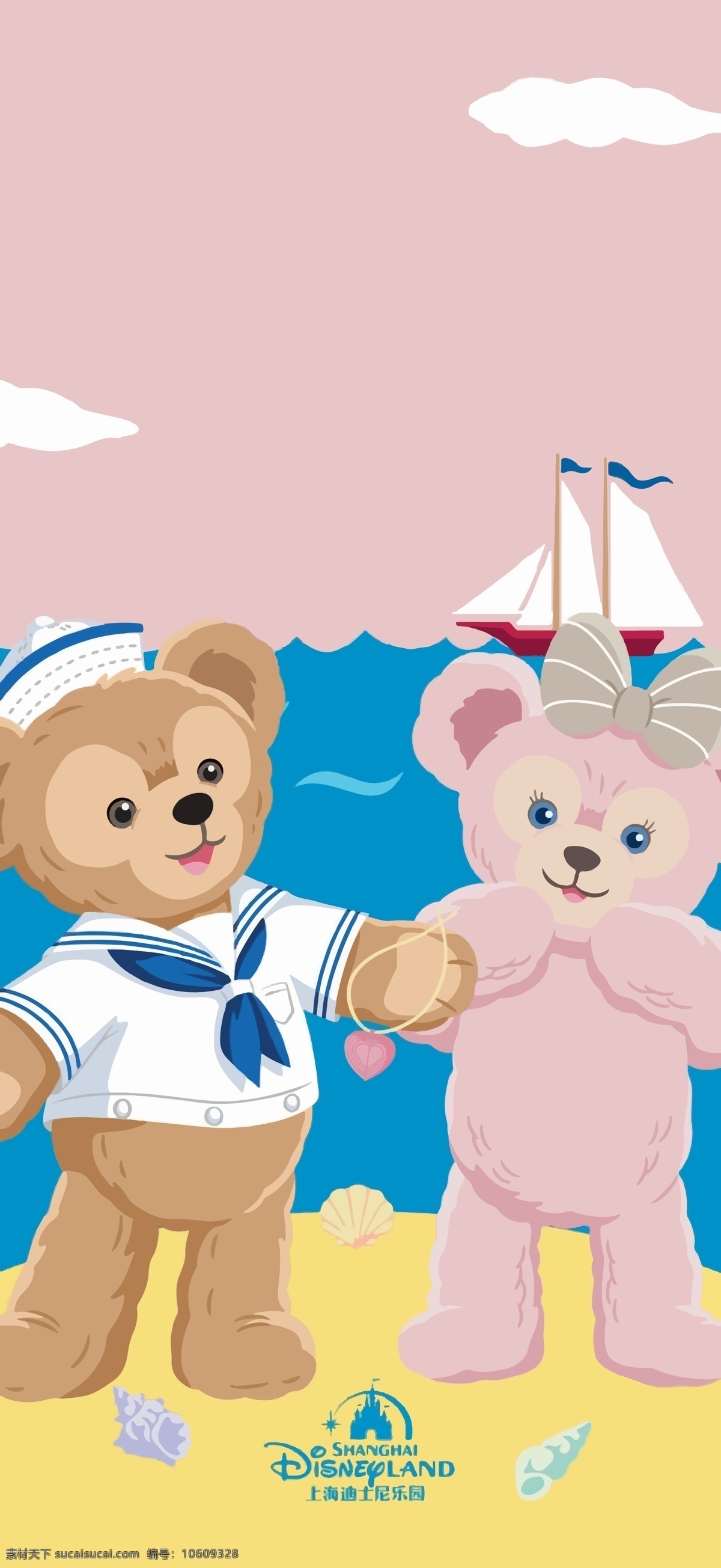 达菲 雪莉 玫 海军 装 素材图片 雪莉玫 迪士尼 海军装 海边 动漫动画 动漫人物
