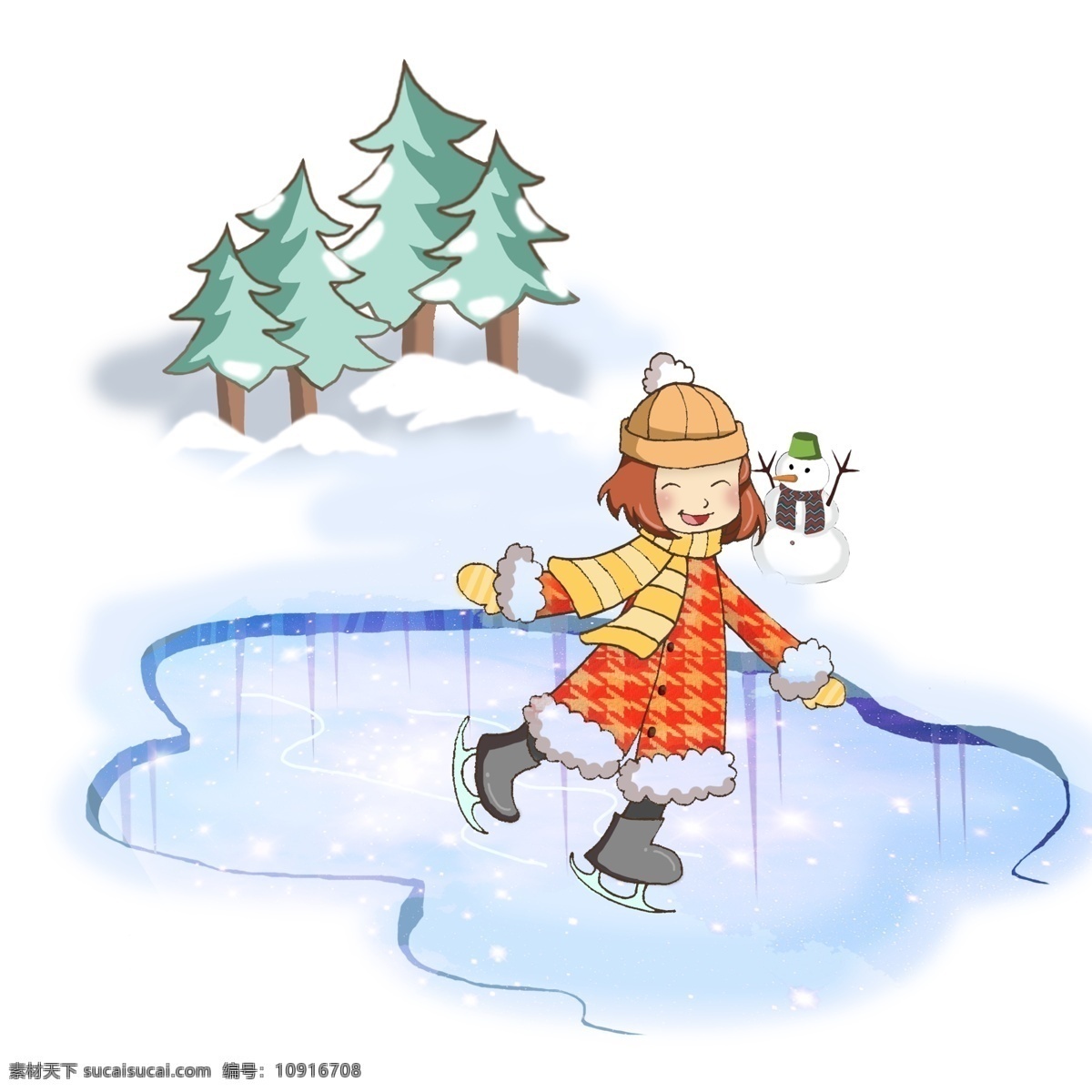 冬季 冬天 卡通 人物 活动 场景 可爱 美女 冰面 滑冰 雪橇滑雪 在家吃火锅 一堆情侣玩雪 可爱雪人 滑雪