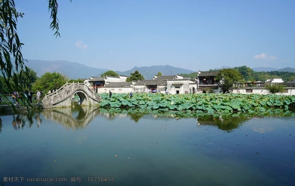 黃山 宏村 南湖 荷塘 畫 橋 建筑 景色 畫橋 人文景觀 旅游攝影 國內(nèi)旅游