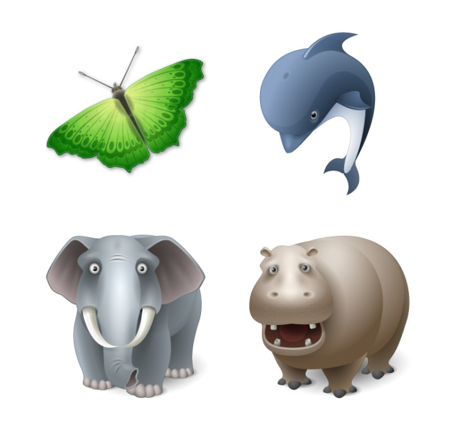 3d 高清 动物 大象 海豚 河马 蝴蝶 网页素材 网页模板