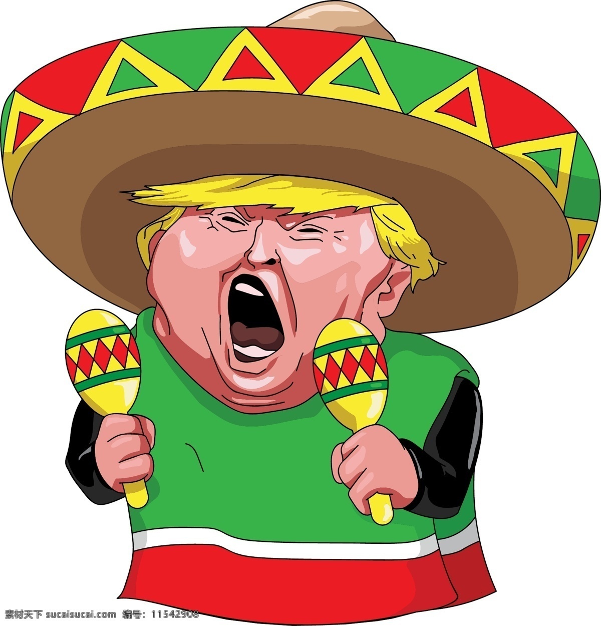 特朗普 矢量 卡通 墨西哥 搞笑 恶搞 人物图库