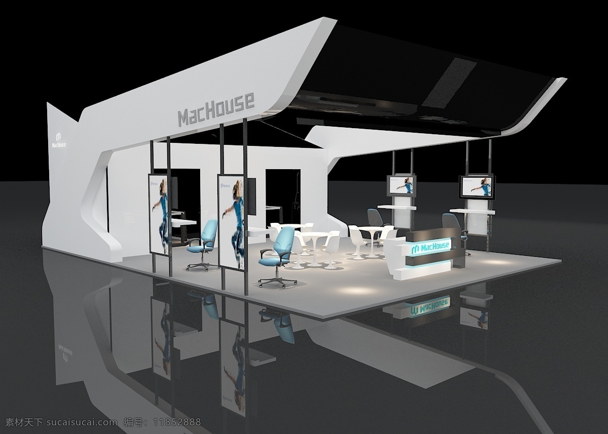 machouse 展厅 原型 效果图 科技 光影 3d 模板 现代 效果 建模