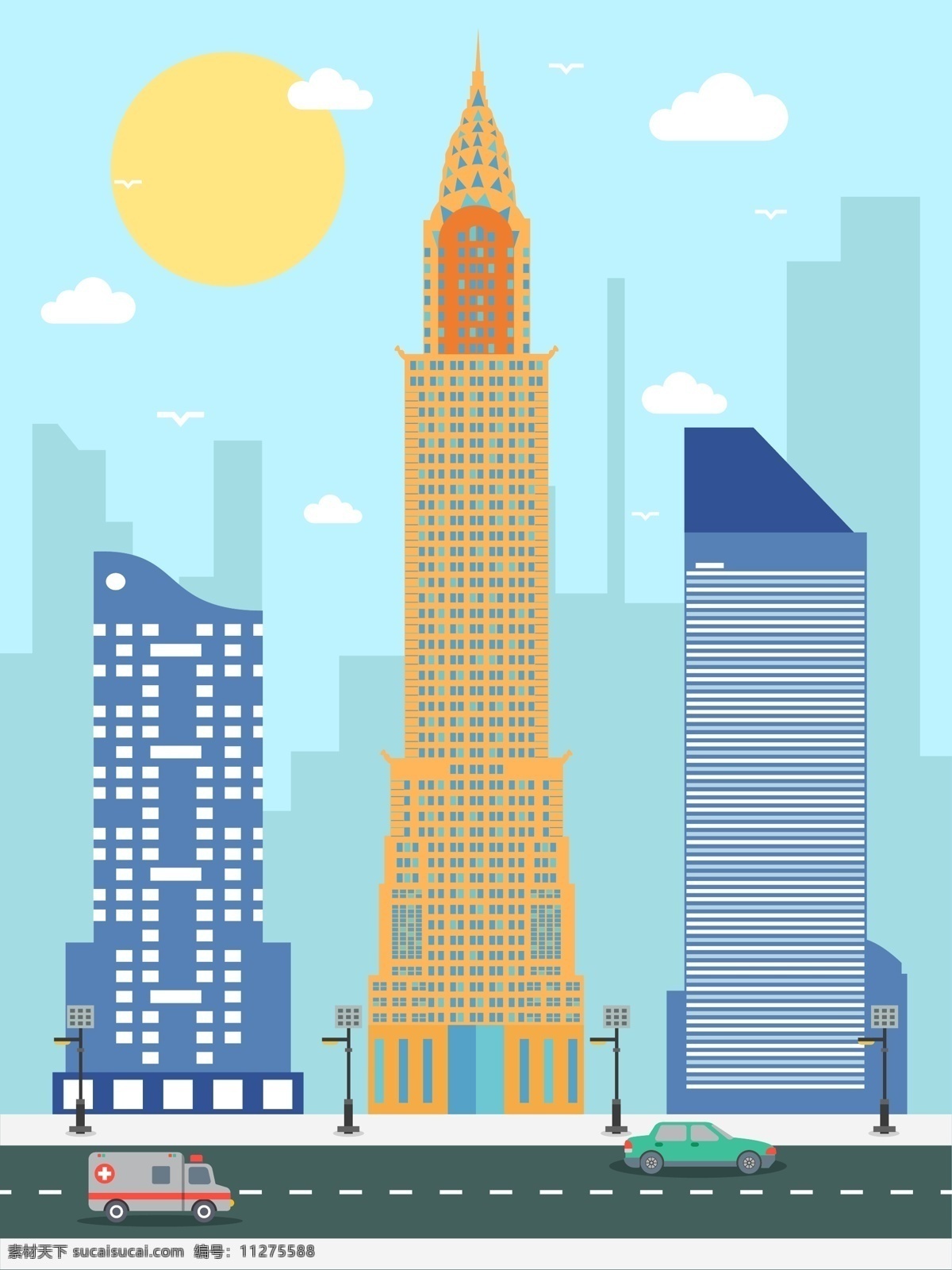 城市 剪影 纽约 帝国 大厦 矢量 插画 城市剪影 帝国大厦 著名地标