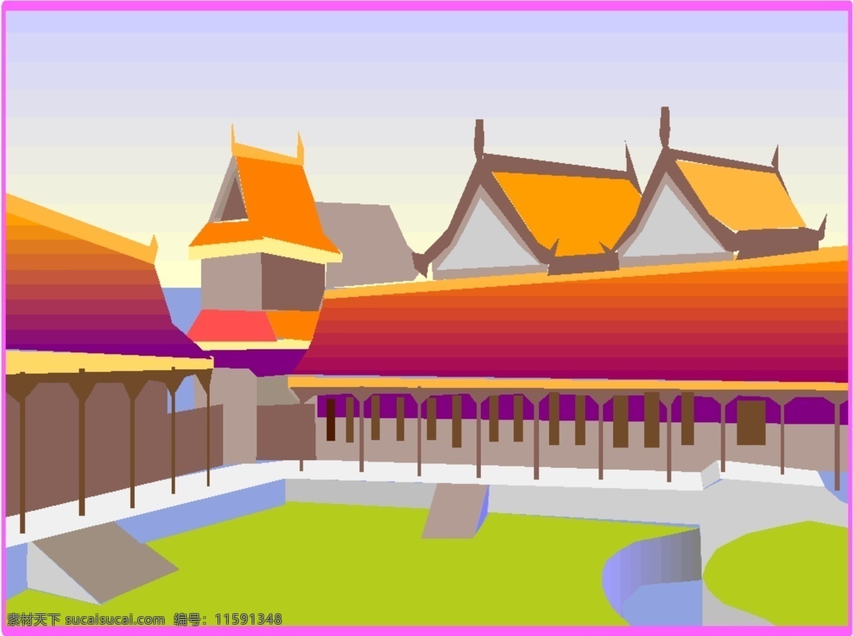 中国 宫殿 建筑 红色 中国宫殿建筑 矢量图 建筑家居