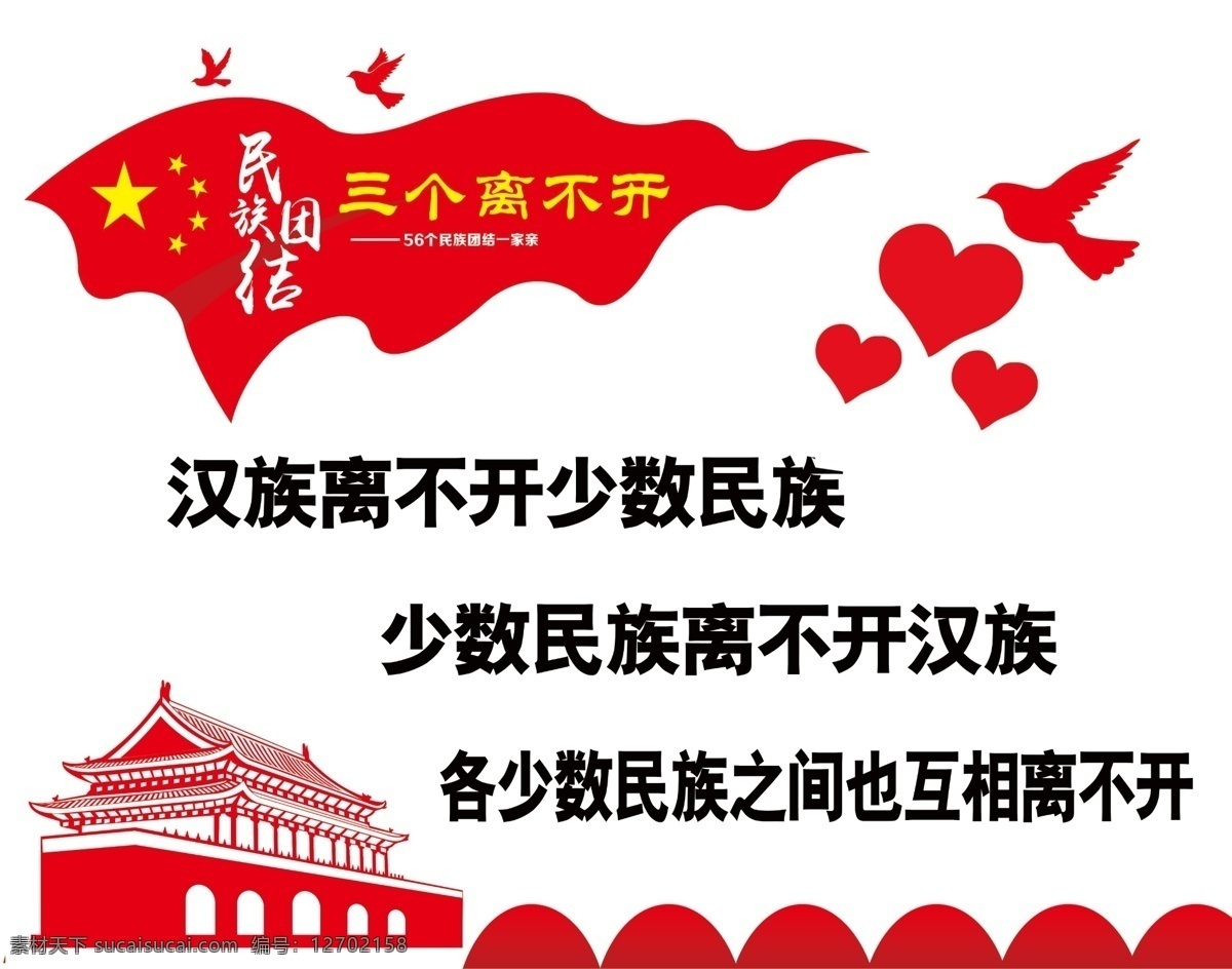三個離不開 民族團(tuán)結(jié) 五觀 四個維護(hù) 六個相互 漢哈語 紅色背景 民族團(tuán)結(jié)標(biāo)語 展板模板 文化藝術(shù) 傳統(tǒng)文化