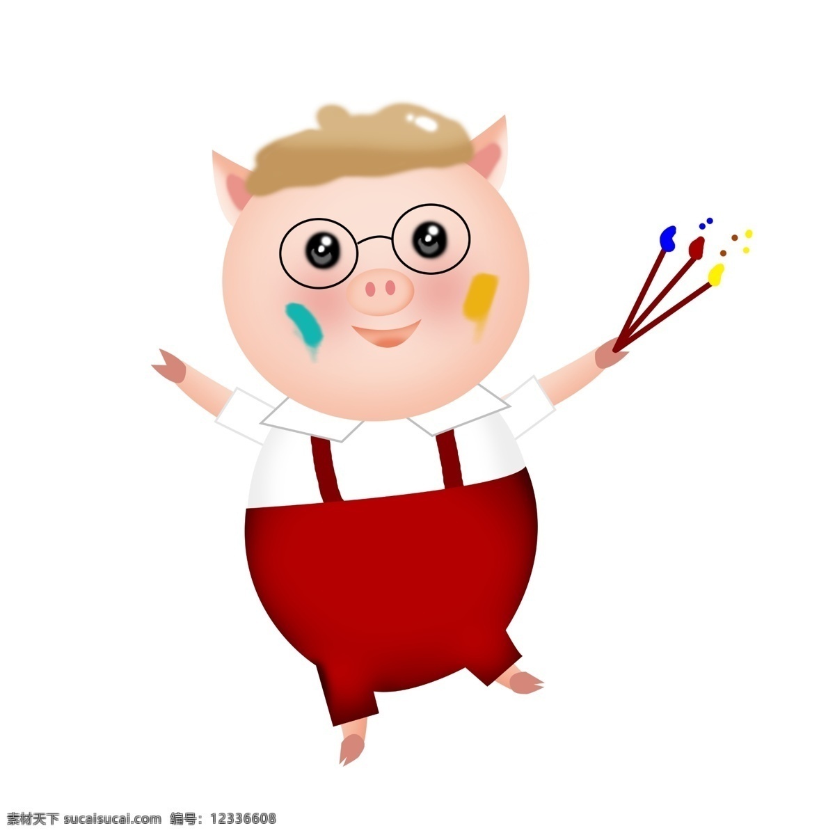 文艺 猪 新年 画家 插画 app 页面 可爱 猪年 文艺猪 画家猪 绘画的猪 app页面 首页 ui ps 背带裤 镜框猪 淘宝 2019