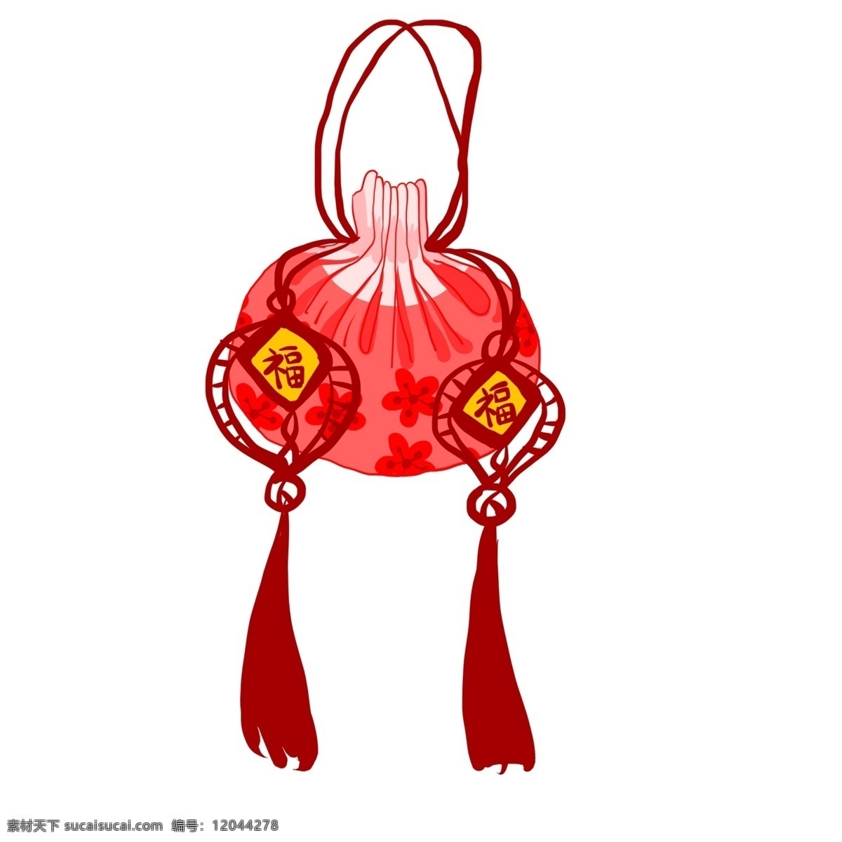 福字 中国结 挂件 装饰 春节 中国风 手绘 卡通 红色 福袋 红色福袋 中国风挂件 红色挂饰 卡通挂饰