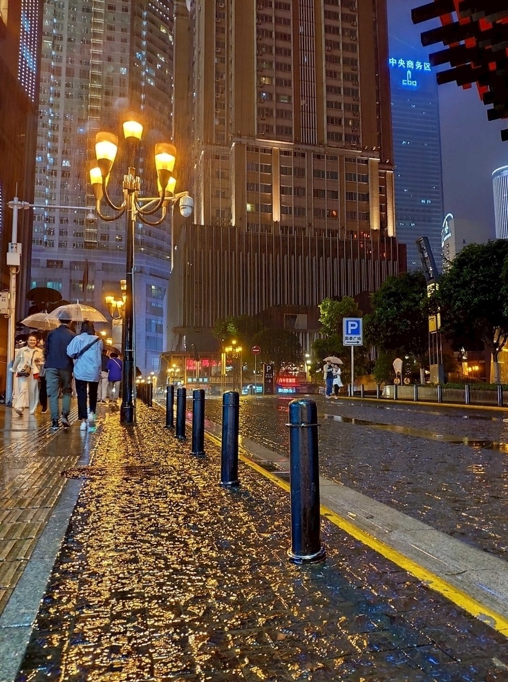 雨夜 夜景 夜晚 車燈 雨水 下雨 燈光 街道 路燈 霓虹燈 都市夜景 自然景觀 自然風(fēng)景