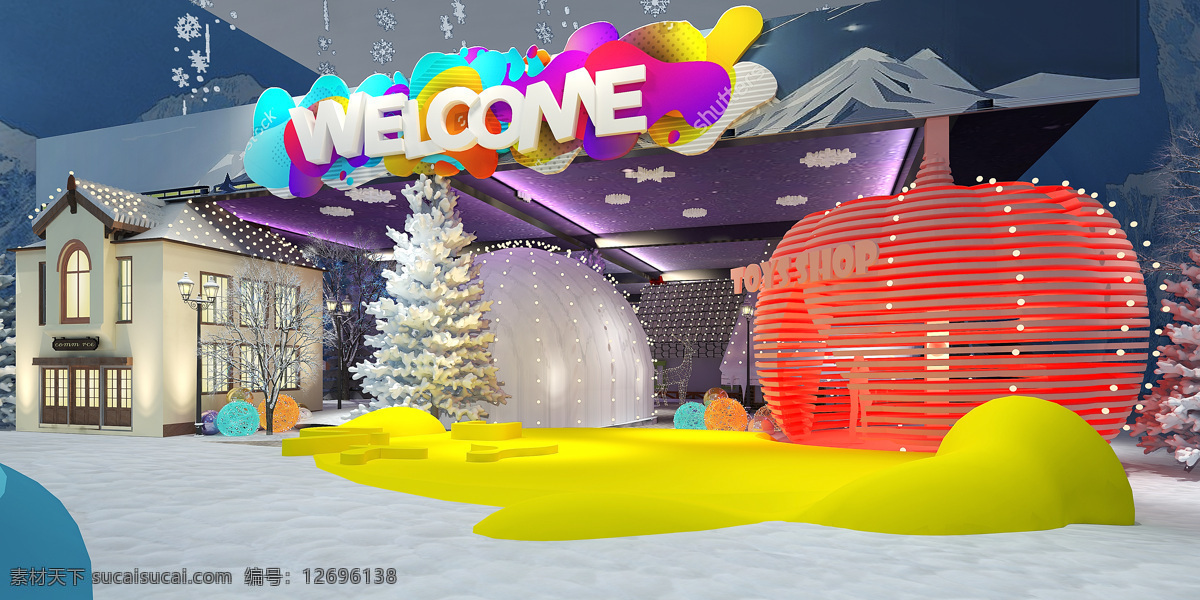 冰雪儿童乐园 welcome 儿童乐园 冰雪 房子 色彩搭配 环境设计 室内设计