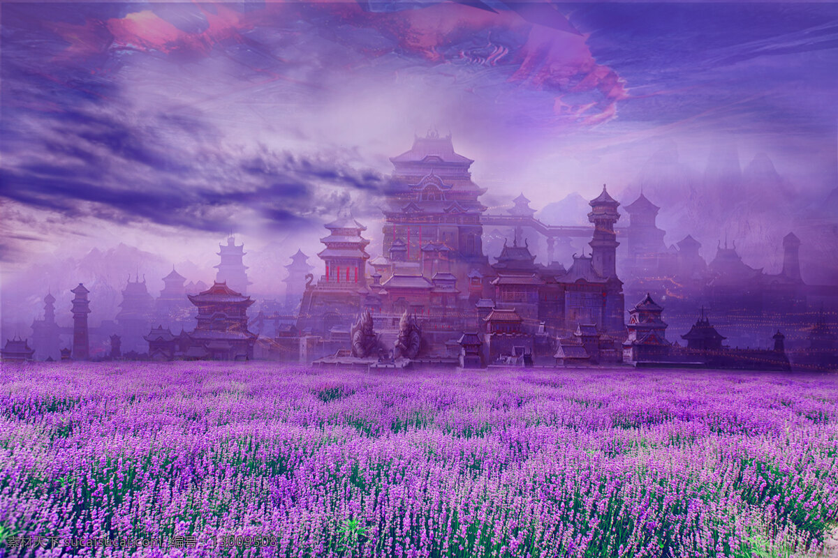 紫 弥 幻想 世界 紫色 薰衣草 城堡 地狱