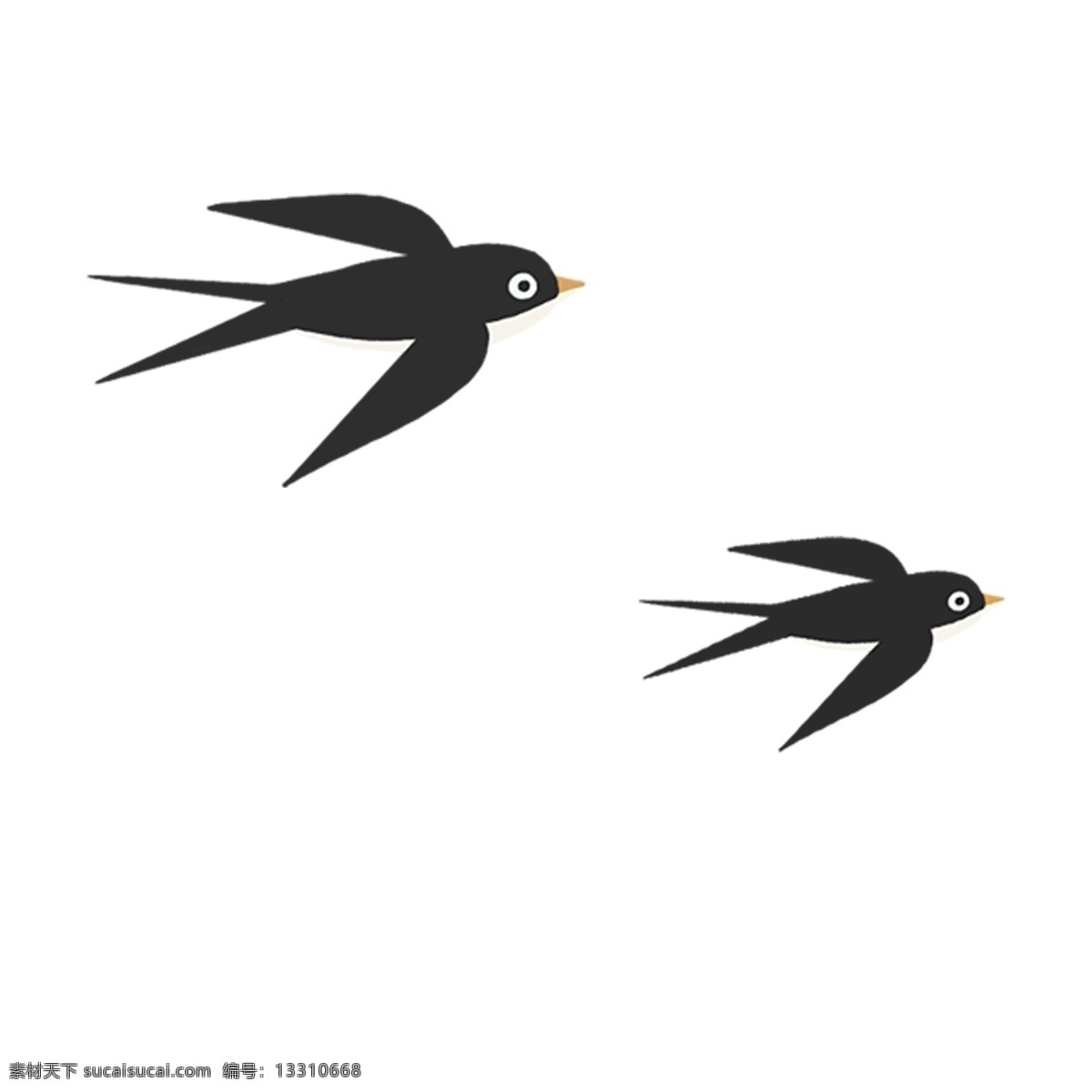 春天 两 只 可爱 小燕子 天空 中 飞 免 抠 图 燕子 鸟类 在天空中飞 免抠图 两只 益鸟 人类的朋友