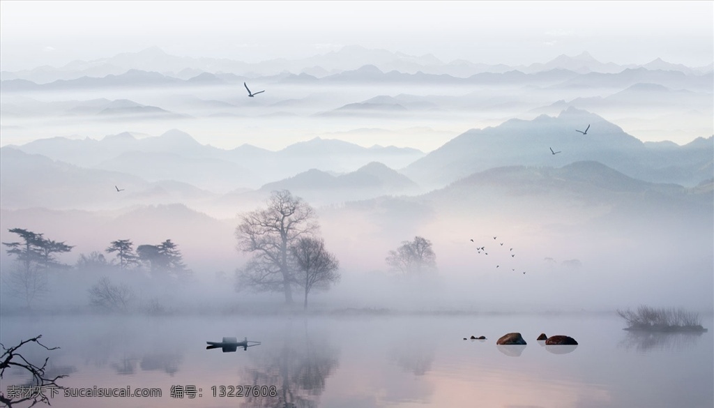 水墨畫(huà) 飛鳥(niǎo) 小船 背景墻圖片 背景墻 電視背景墻 現(xiàn)代背景墻 簡(jiǎn)約背景墻 分層