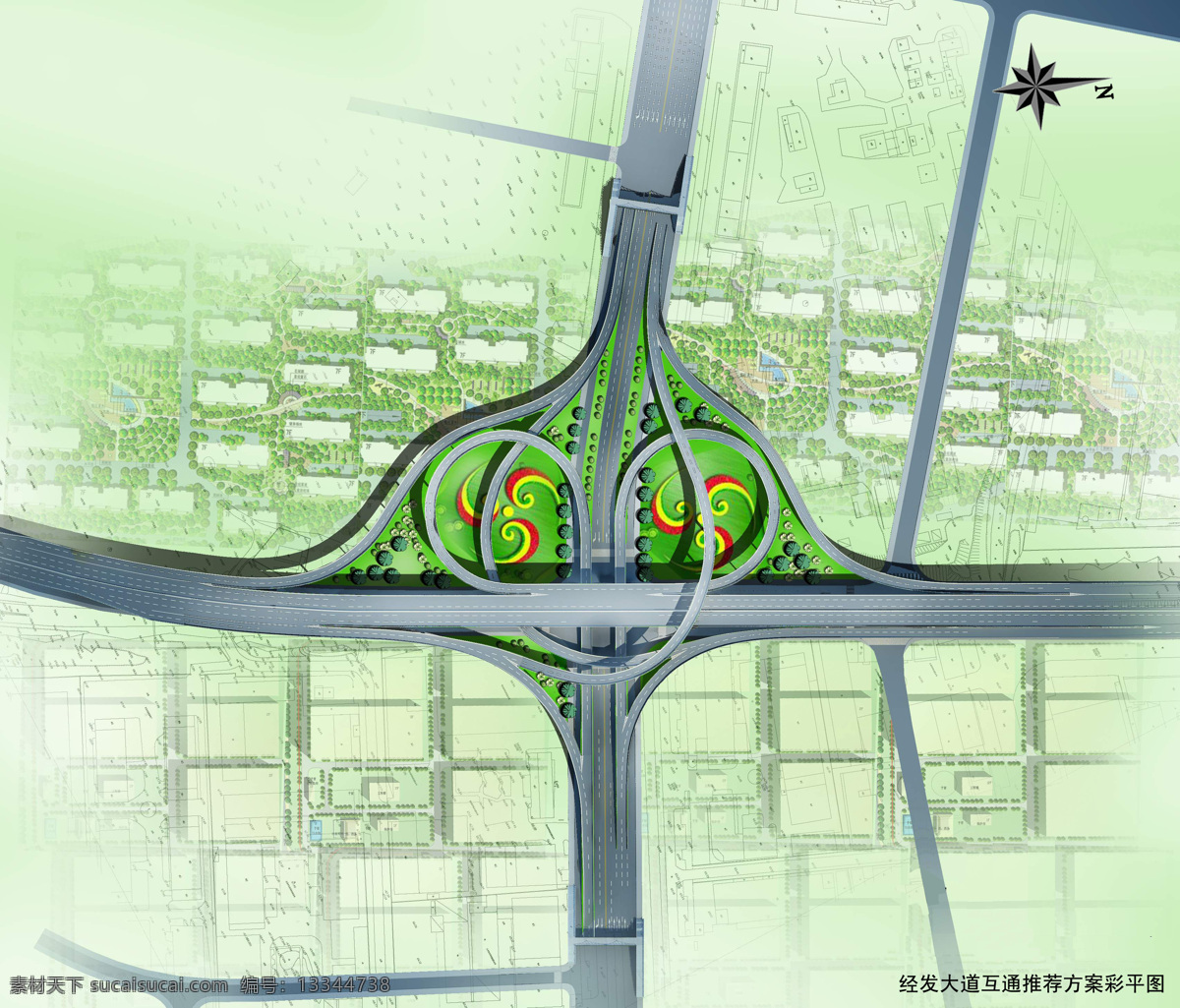 互通立交 互通 平面 立交 效果图 公路 市政 环境设计 施工图纸