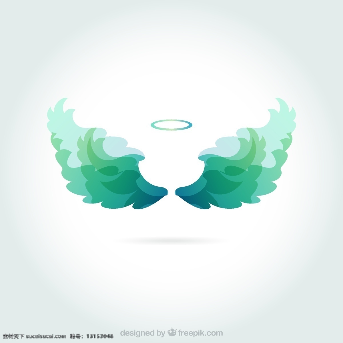 绿色 天使 光环 翅膀 矢量图 插画 背景 海报 画册 白色