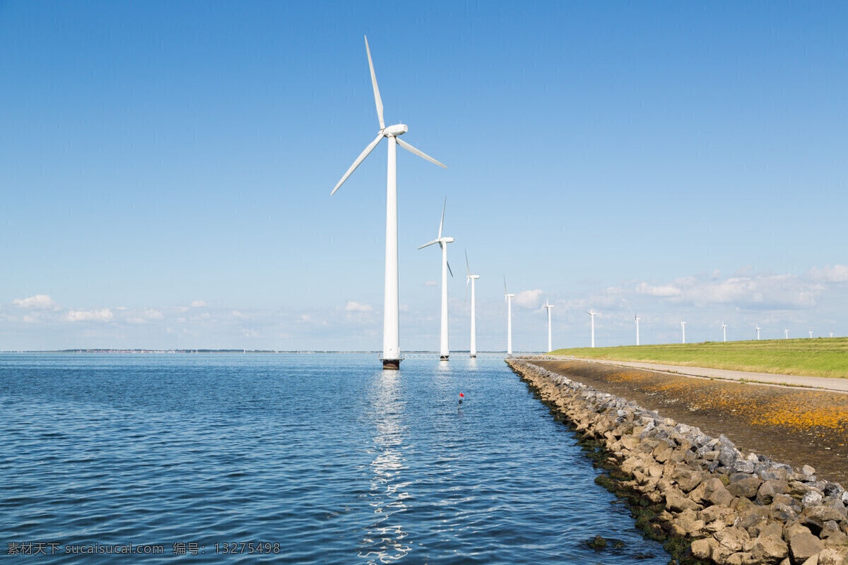 海边 风力 发电 风车 海边风力发电 风力发电景观 吹动的风车 旅游摄影 300 高清 自然风景