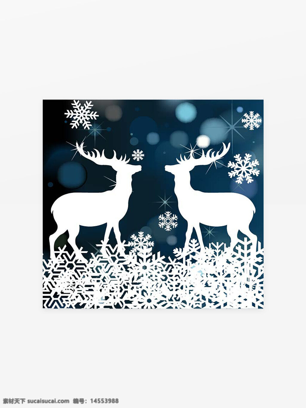 圣诞节，元素，麋鹿，圣诞快乐，节日，雪花，蓝色