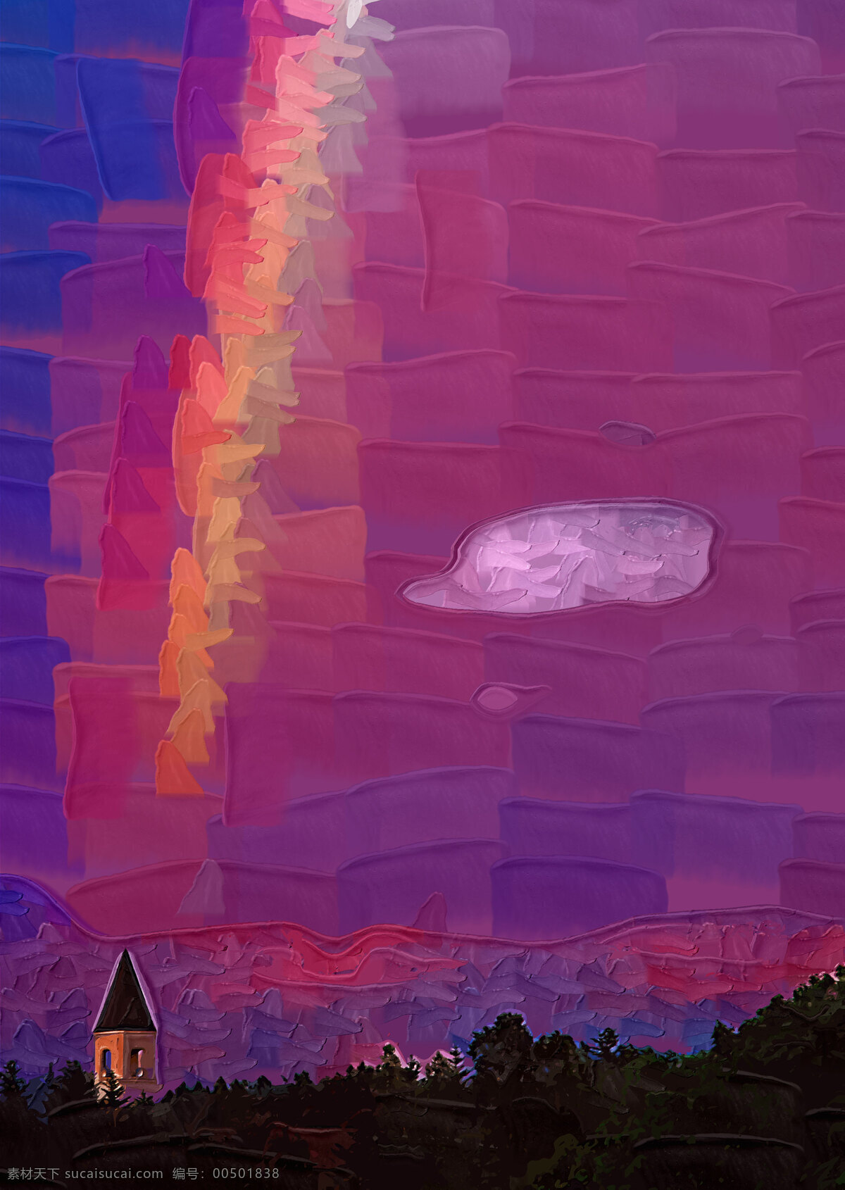 大气 笔触 油画 彩虹 天空 云 装饰 装饰素材
