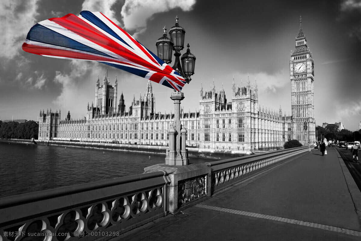 伦敦 大笨钟 房屋 国旗 建筑 米字旗 人文景观 伦敦街头 英国 英国国旗 伦敦景 自然景观 psd源文件