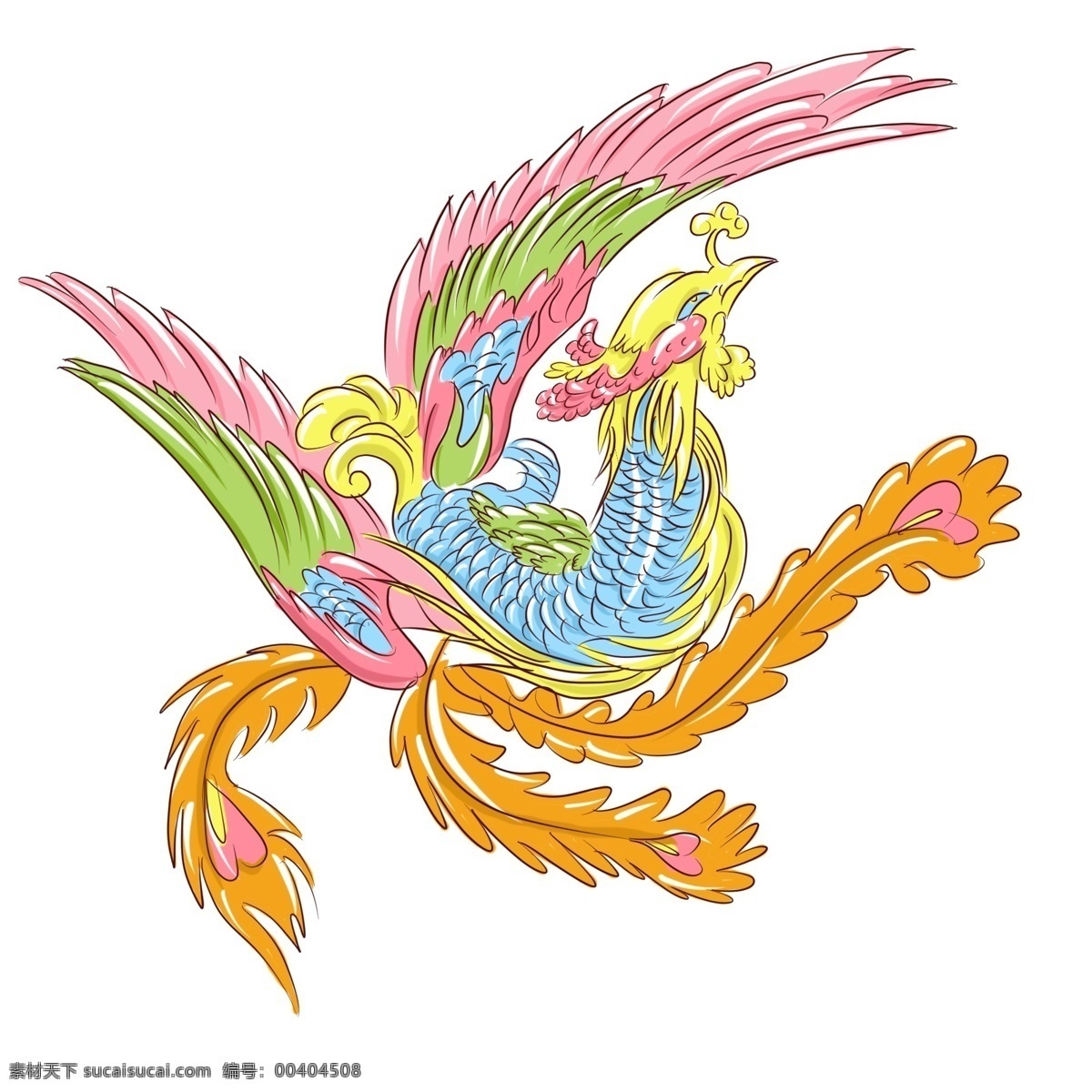 手绘 动物 中国 风 凤凰 中国风 卡通凤凰 手绘凤凰