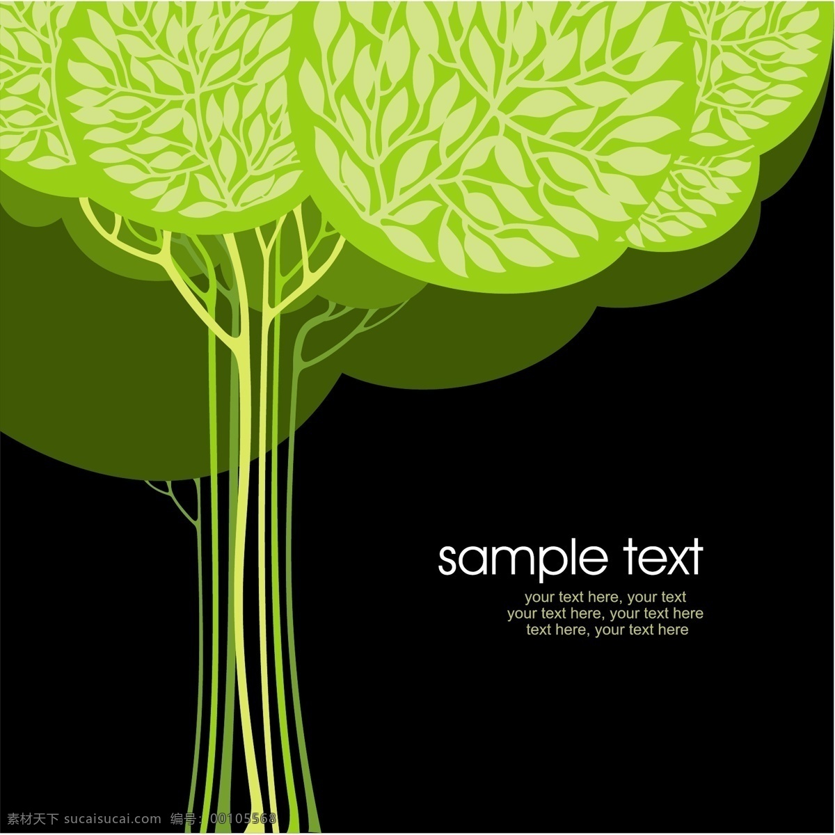 摘要 黑色 背景 矢量 树 绿 web 插画 创意 免费 图形 质量 病 媒 生物 时尚 独特的 原始的 高质量 新鲜的 设计新的 程式化的树 摘要树 黑色的背景 psd源文件