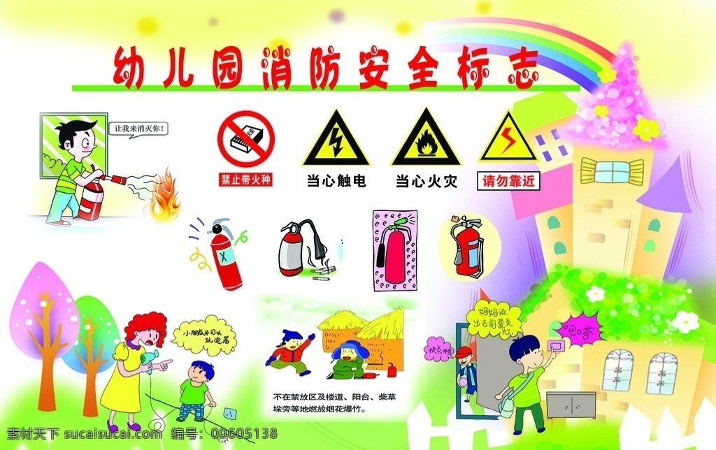 消防标志 消防 标志 幼儿园 安全 灭火 展板模板 广告设计模板 源文件
