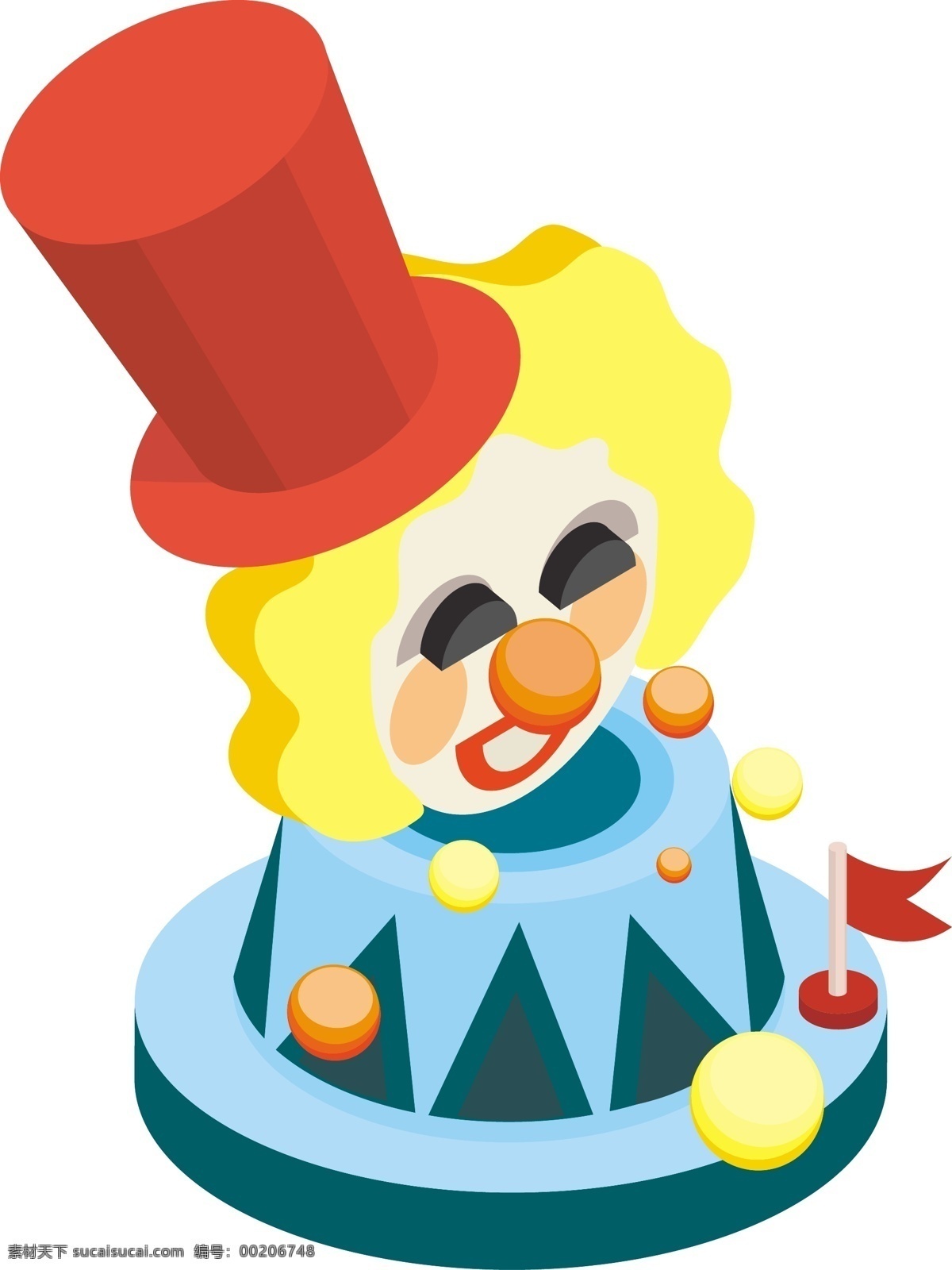 d 矢量 小丑 游乐园 杂技 表演 魔术帽 小球 卡通 2.5d 杂技表演 游乐园元素