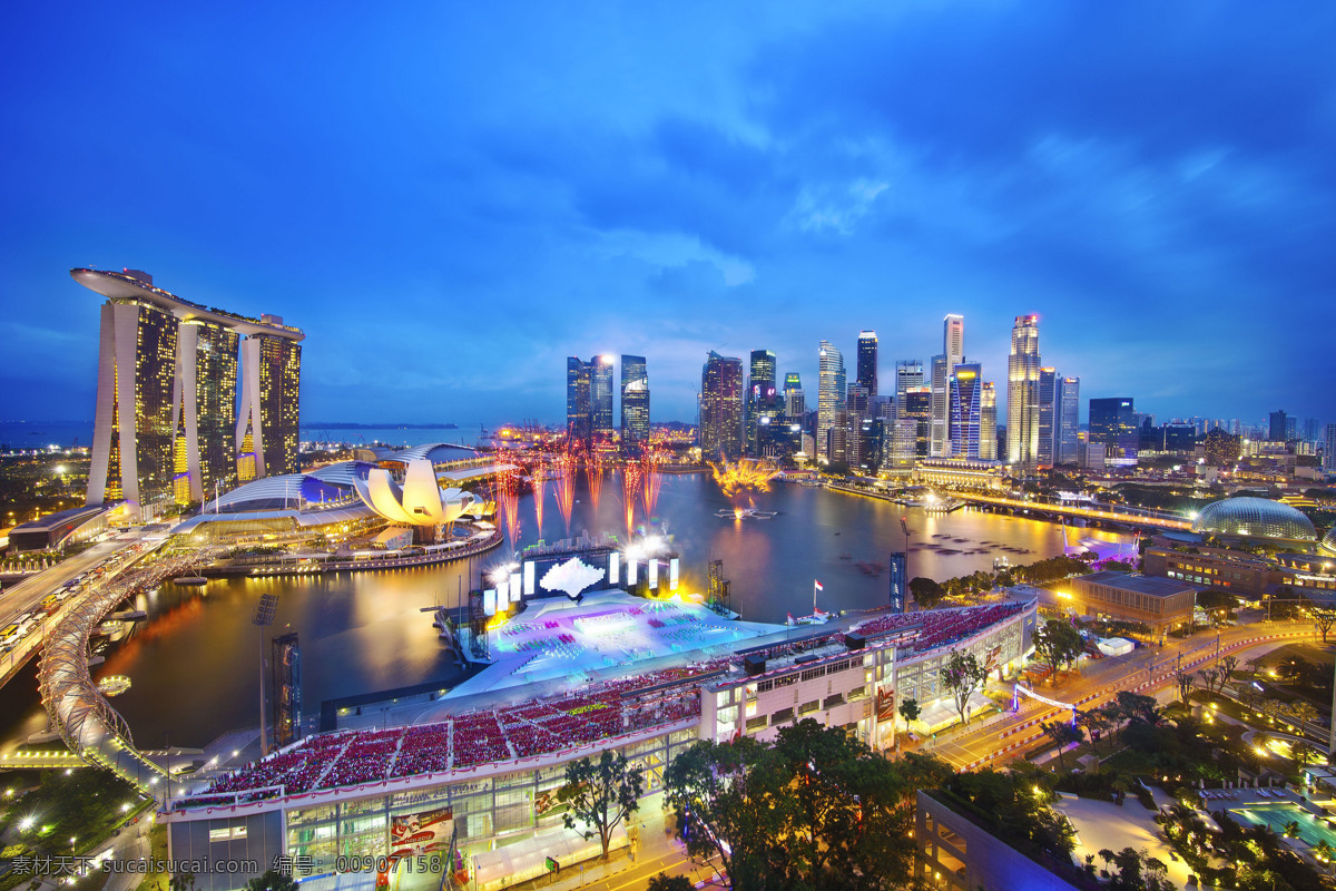 新加坡景观 新加坡 夜景 壮观 城市 建筑 辉煌 建筑景观 自然景观