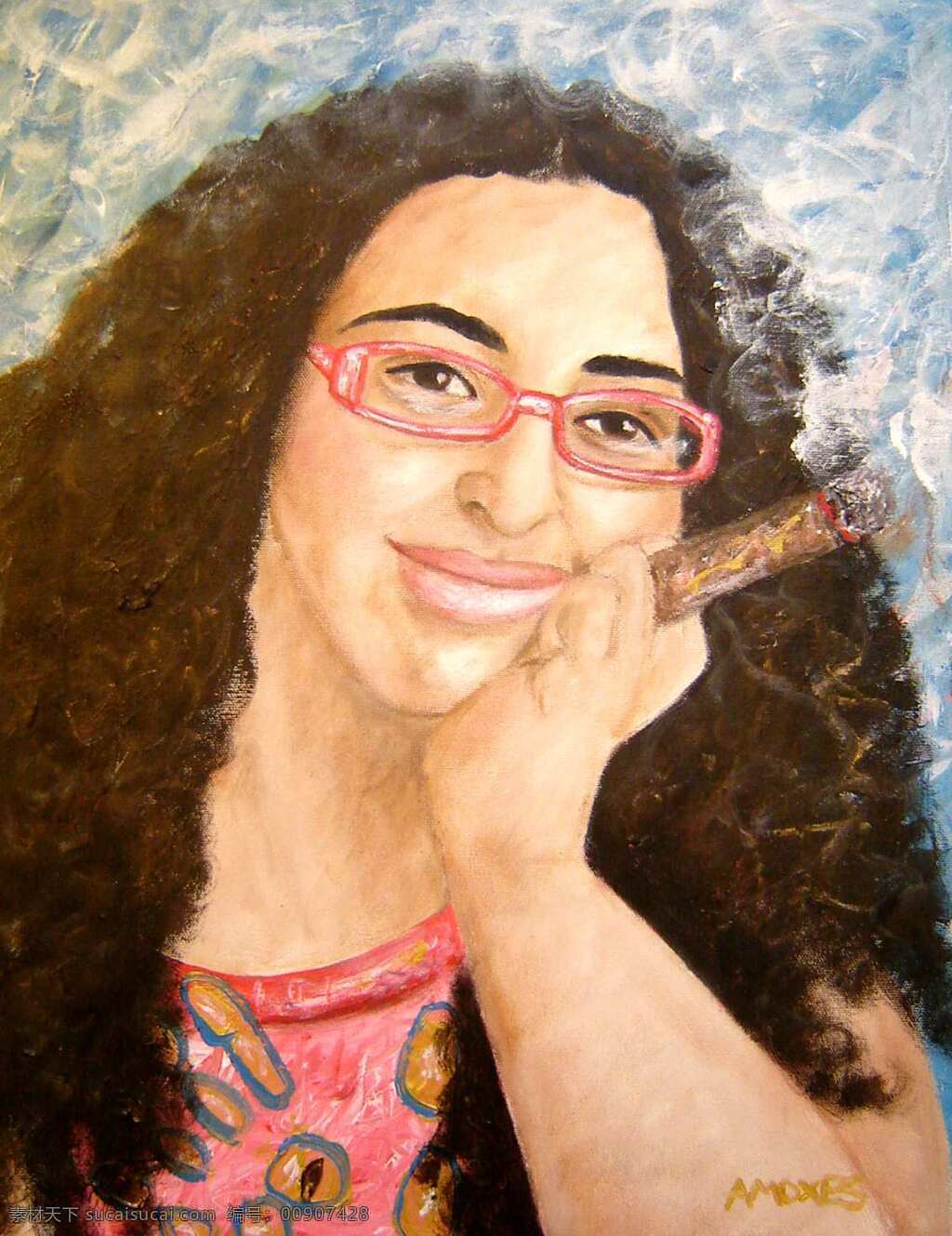 当代油画 绘画 绘画书法 人物画 人物油画 文化艺术 现代绘画 抽 雪茄 女人 设计素材 模板下载 抽雪茄的女人 油画 抽雪茄 人物绘画
