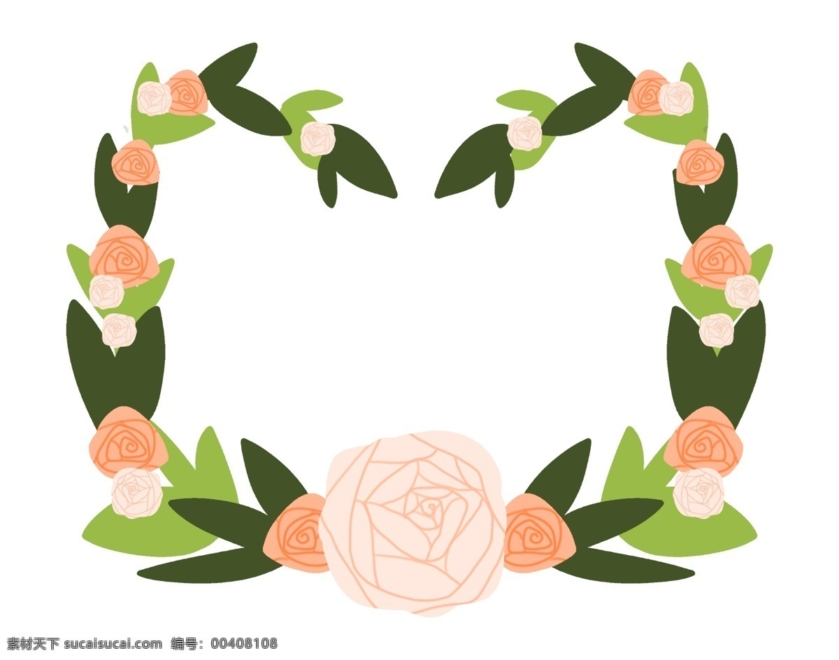 花朵 花环 边框 插画 唯美植物 花朵花环