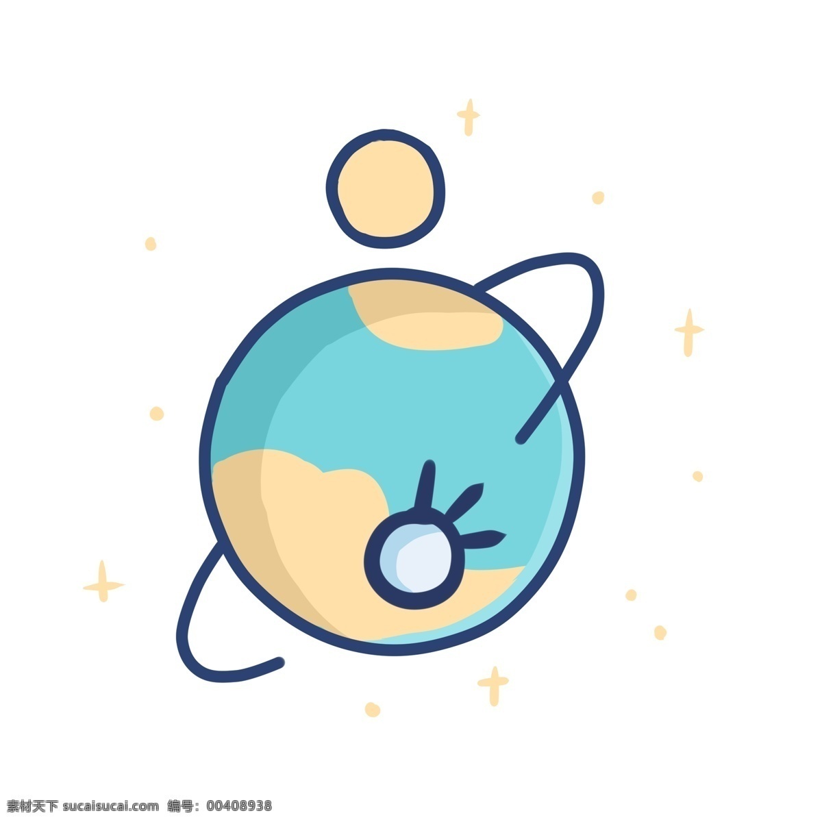 地球 圆形 图标 蓝色 淡蓝色 星空 太空 星系 创意