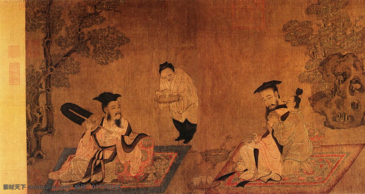 高逸图a 人物画 中国 古画 中国古画 设计素材 人物名画 古典藏画 书画美术 棕色