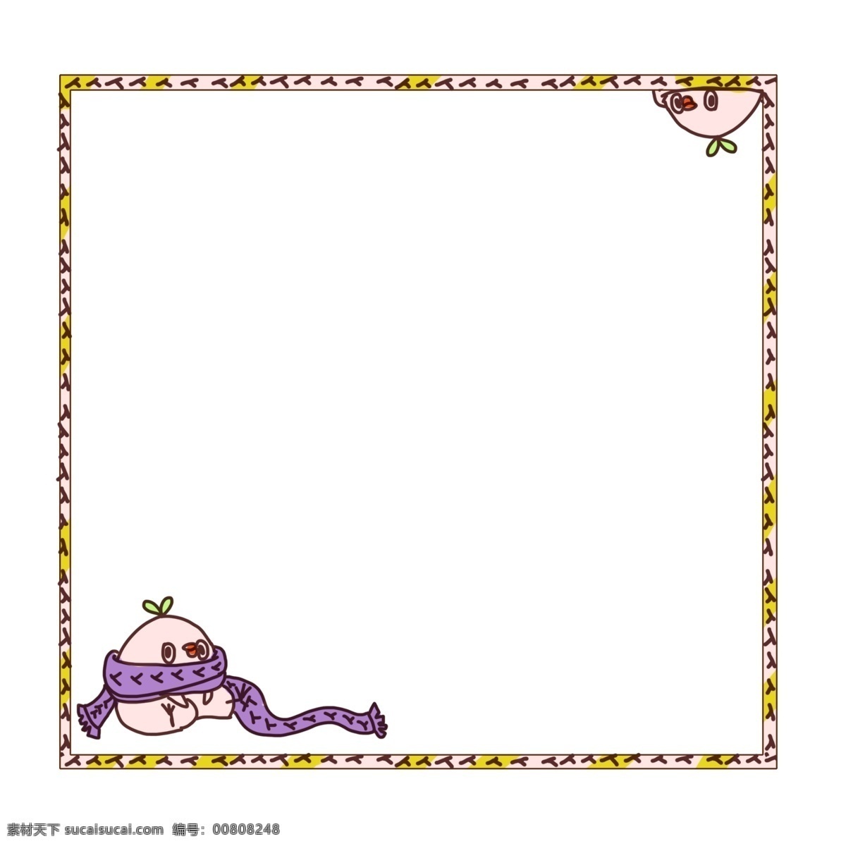 围巾 可爱 边框 插画 紫色的围巾 卡通插画 可爱边框 框框 框架 框子 围巾的边框 漂亮的边框