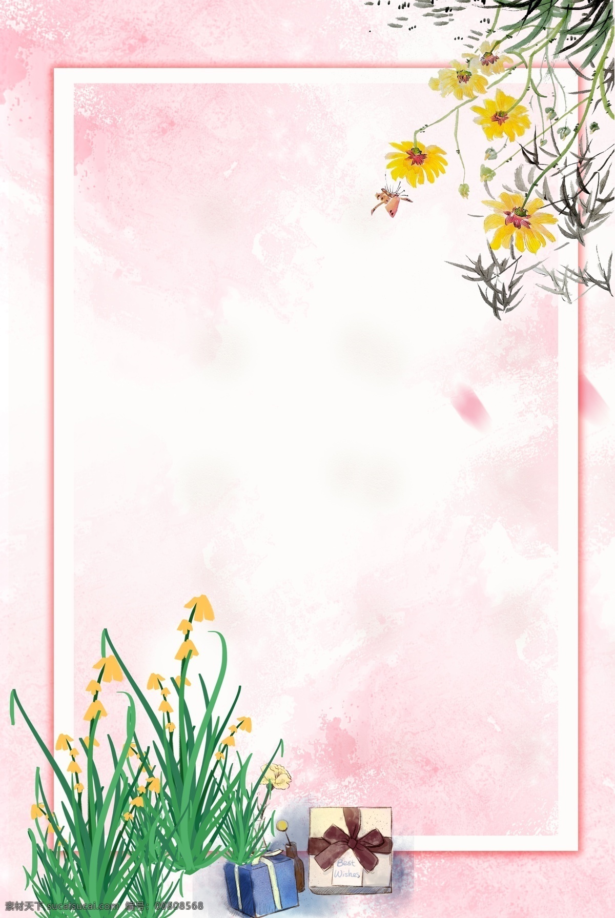 小花花卉背景 唯美 清新 质感 纹理 花卉 手绘 卡通 文艺