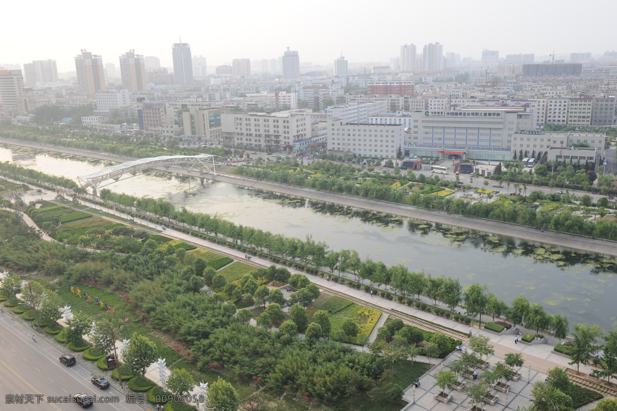 郑州 东风渠 河流 鸟瞰图 风景 生活 旅游餐饮