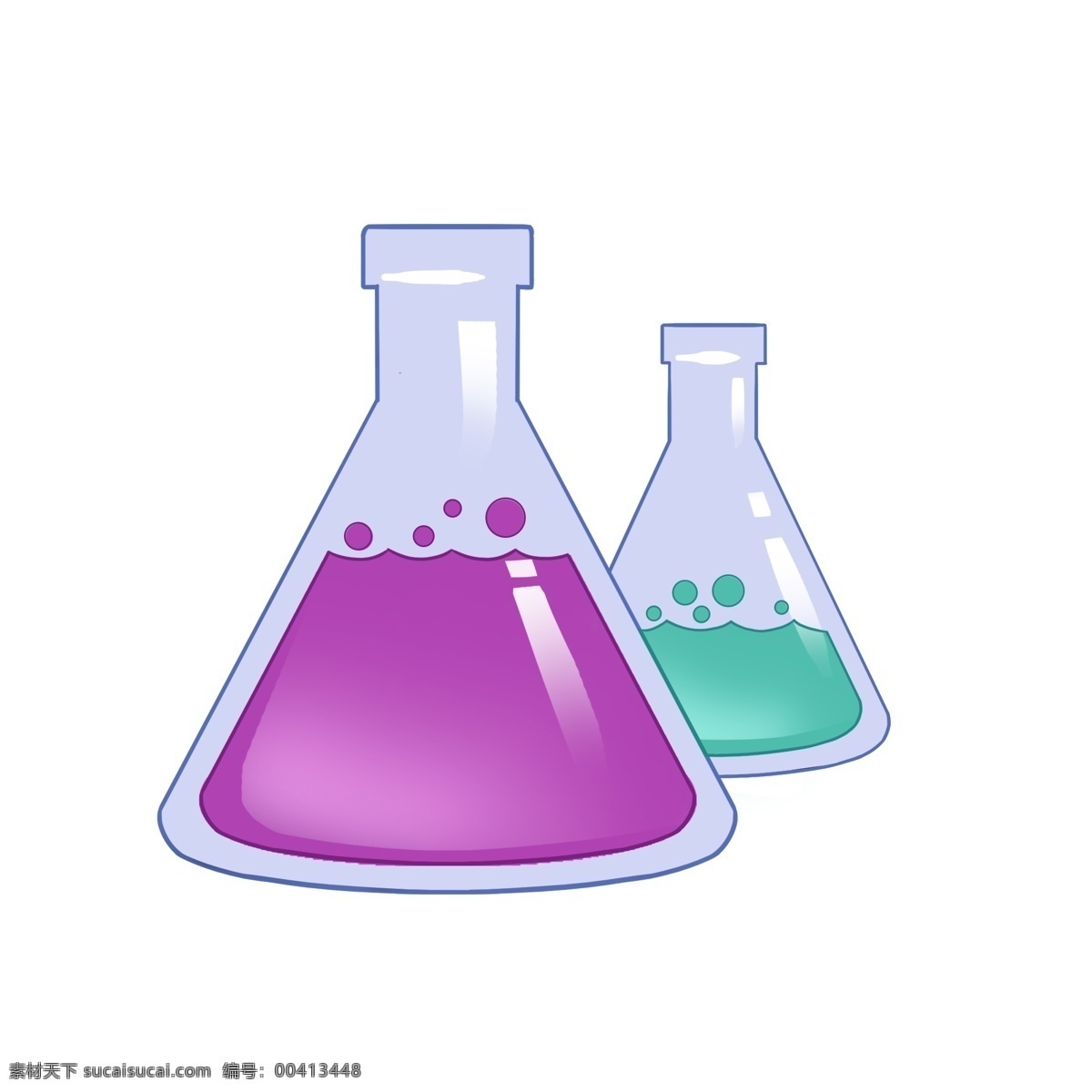 精致 的卡 通 锥形 烧杯 精美的锥形瓶 透明锥形瓶 红色的液体 绿色液体 卡通化学用品 实验用具 化学实验