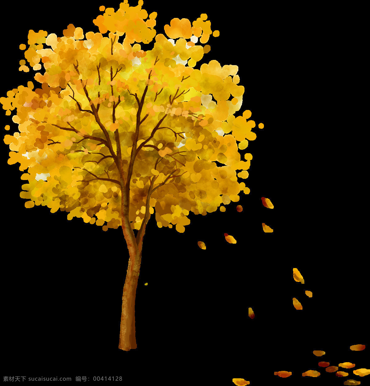橙色 装饰 树木 合集 秋意 落叶 木头 元素 枯萎 飘洒 秋落