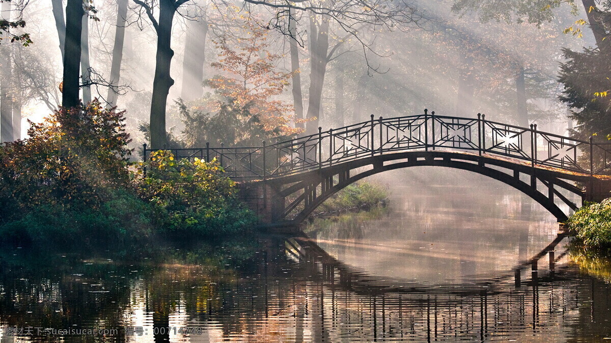 小桥流水 风景 图 小桥 流水 寂静 静谧 自然风景 自然景观