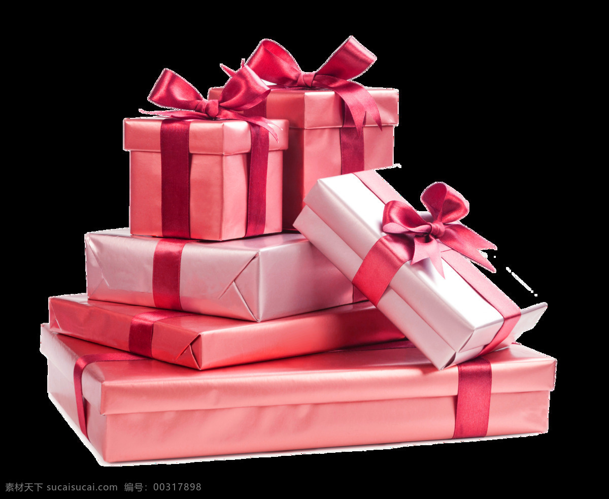 六 份 精致 礼物 透明 免扣素材 粉红色 红色 蝴蝶结 圣诞节 透明素材 小礼物