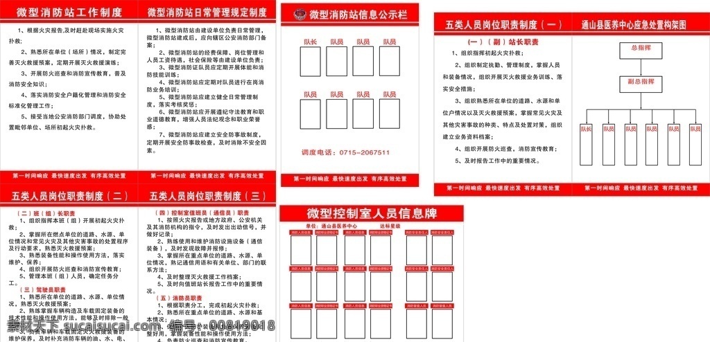 微型 消防站 制度 制度牌 组织结构图 信息公示栏