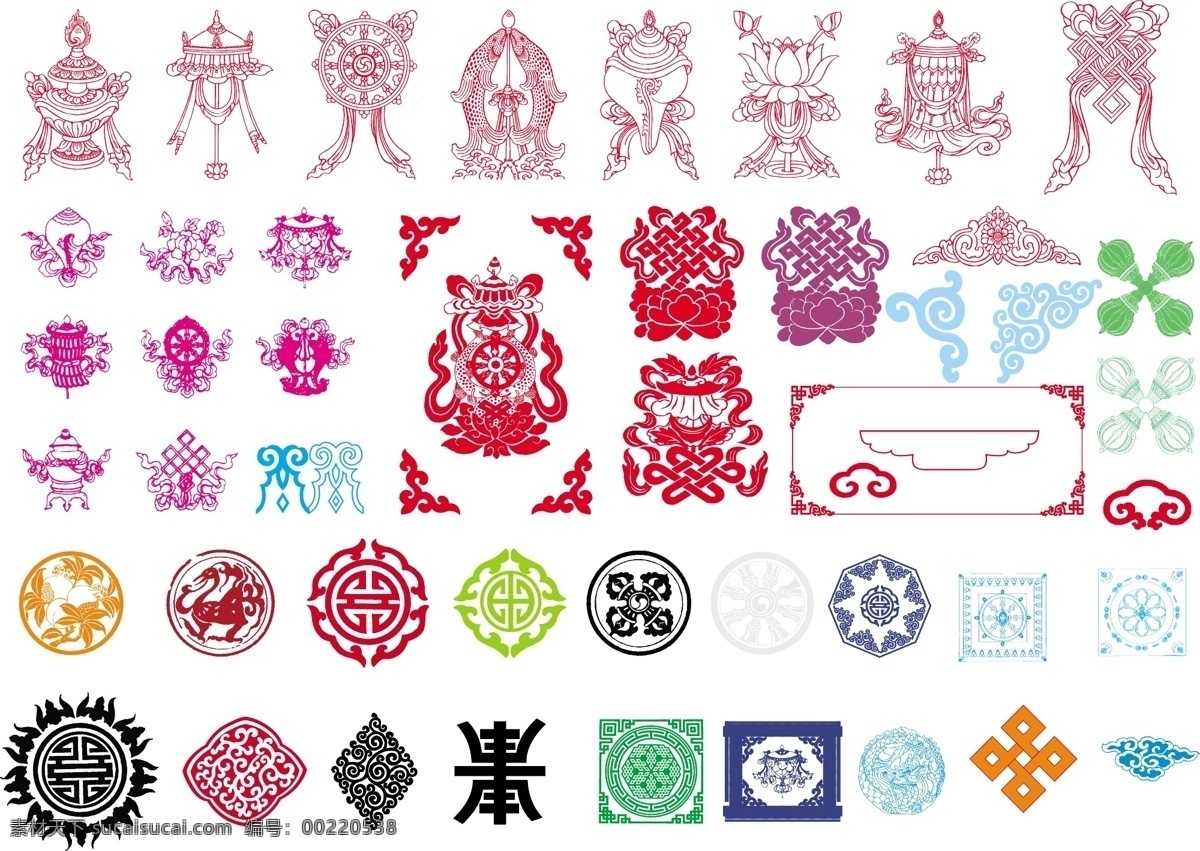 佛教文化 元素 古典文化 中国传统 宗教 佛教文化元素 八吉祥 矢量图 其他矢量图
