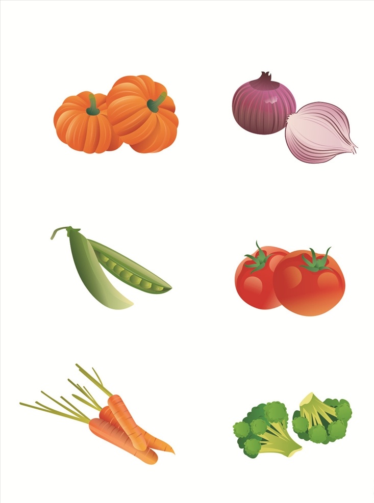 矢量 卡通 蔬菜 元素 套 图 南瓜 西红柿 西兰花 矢量图系列
