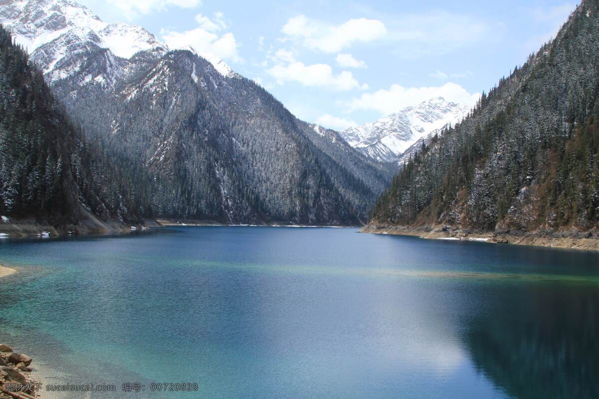 九寨沟 长海 初春 雪景 水面 山水风景 自然景观