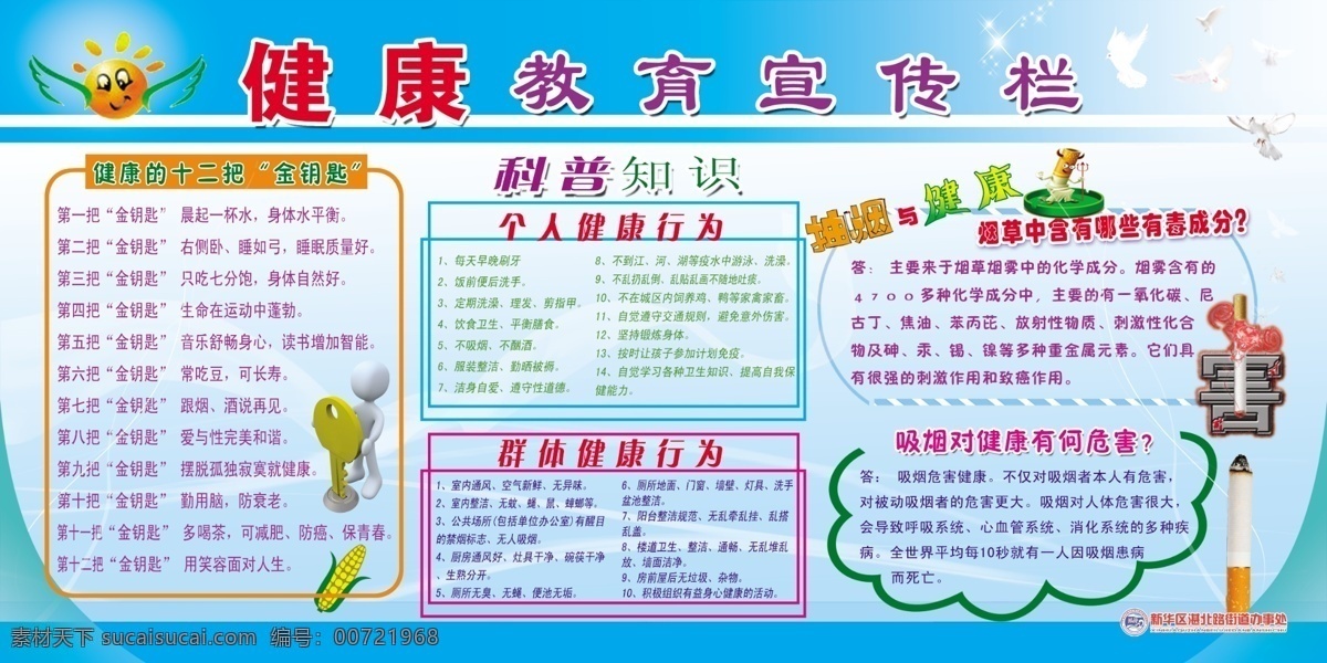 健康教育 宣传栏 健康 科普知识 抽烟的危害 制度 板面 展板 展板模板 广告设计模板 源文件