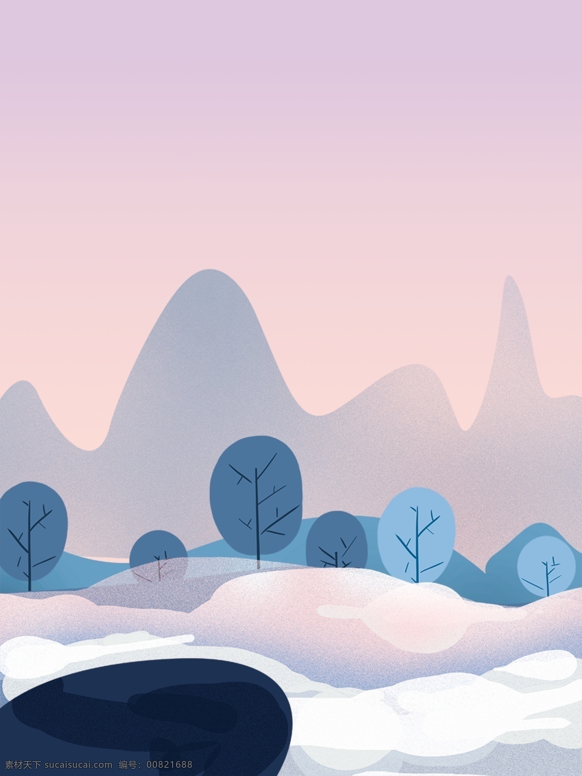冬季 玩 雪 唯美 手绘 风景 背景 手绘风景背景 背景展板 彩色背景 背景设计 冬季玩雪 广告背景