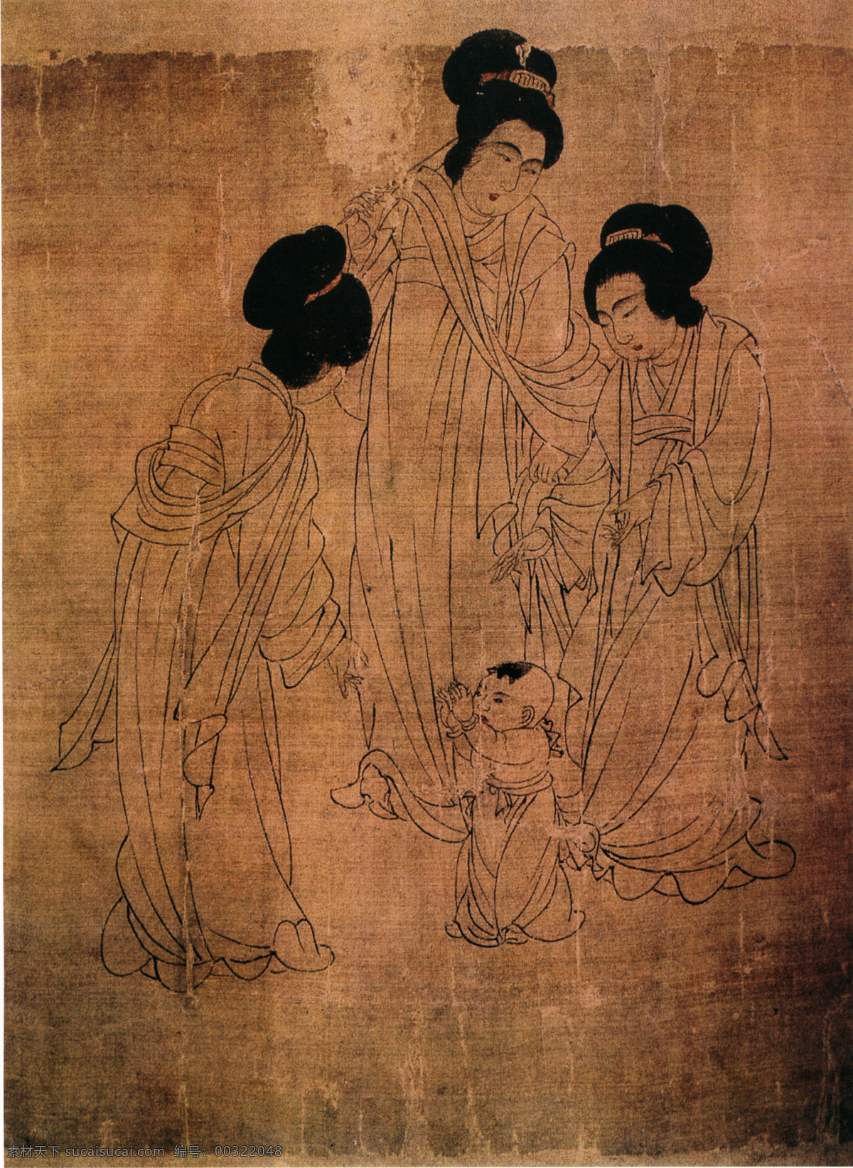 宫中图i 人物画 中国 古画 中国古画 设计素材 人物名画 古典藏画 书画美术 棕色