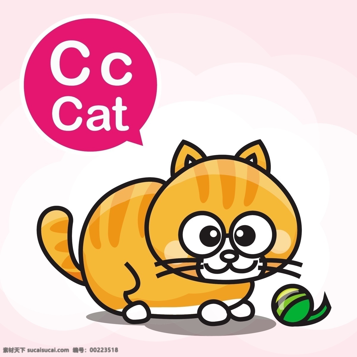 猫咪 通 小 动物 矢量 背景 cat 英语 幼儿园 教学 学习 卡牌 卡通 手绘 形象