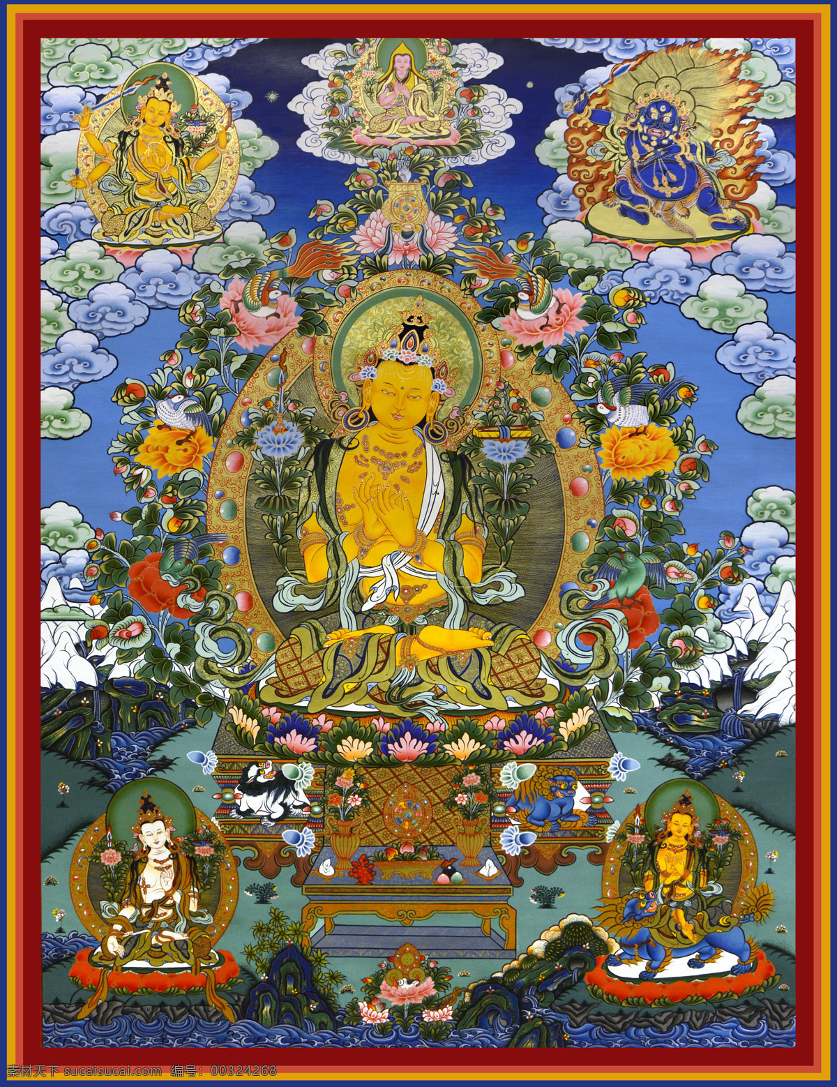 唐卡 文殊菩萨 菩萨像 藏族绘画 藏族 藏族文化 喇嘛教 西藏 藏传佛教 密宗 佛像 佛教 佛教故事 宗教信仰 民间绘画 民间艺术 传统文化 文化艺术 绘画书法